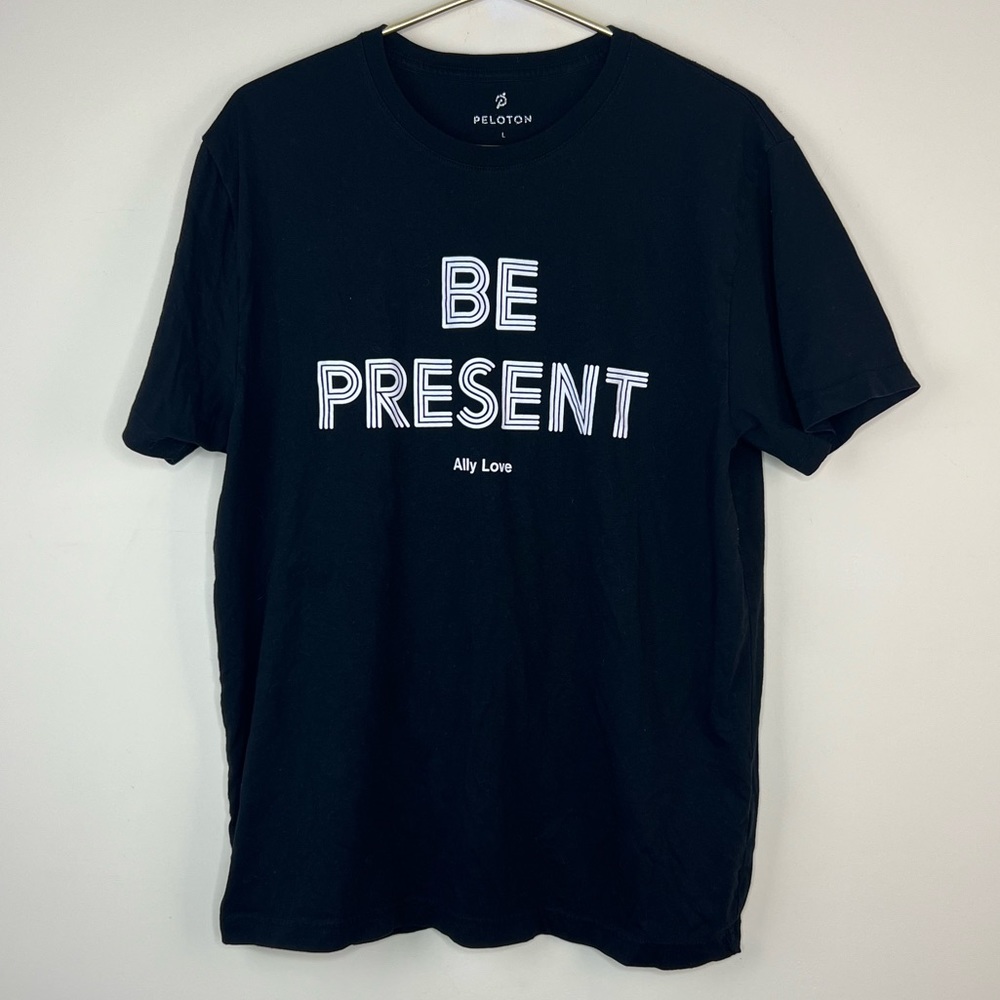 Peloton Ally Love Be Present Black Tshirt, Large